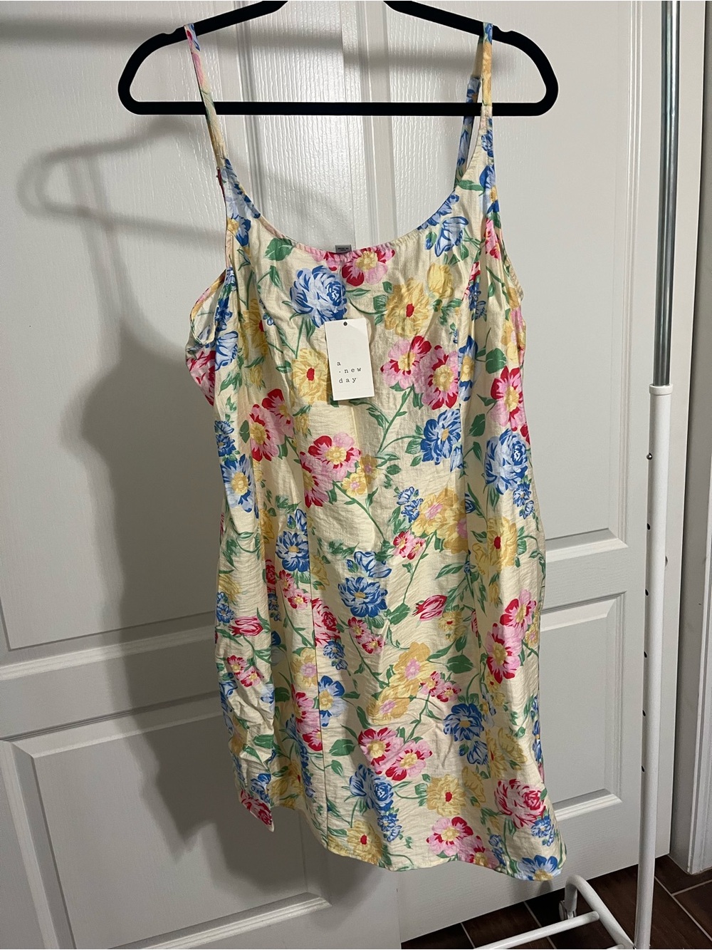 a new day Yellow Floral Slip Dress with Pink & Blue Flowers